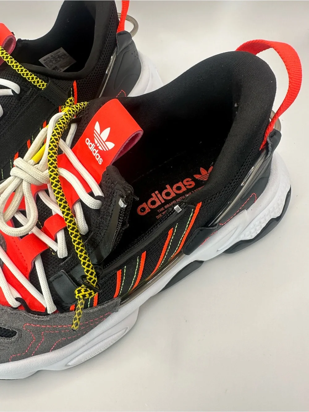 adidas Ozweego Black Gray Red Yellow Athletic Sneakers